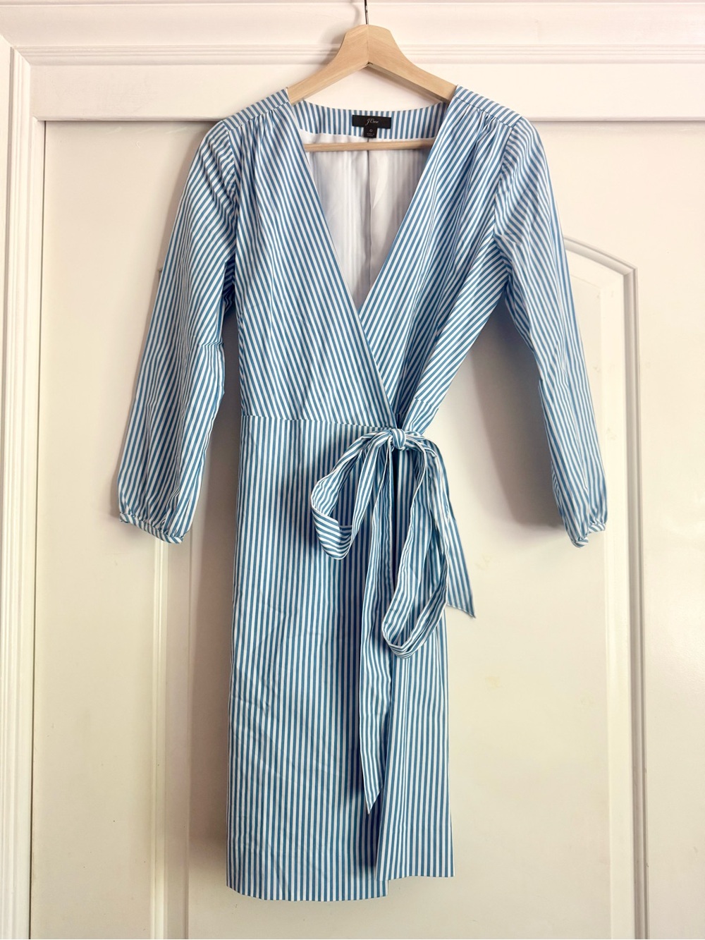 J. Crew Blue & White Striped Wrap Dress Size 0